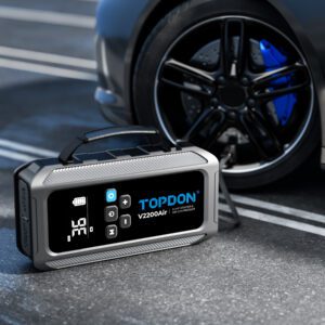 Topdon V2200 Air battery booster – high-performance car battery jump starter at best price.