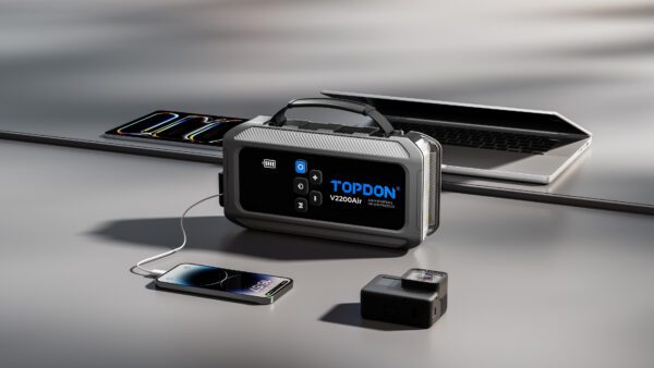 Topdon V2200 Air battery booster – high-performance car battery jump starter at best price.