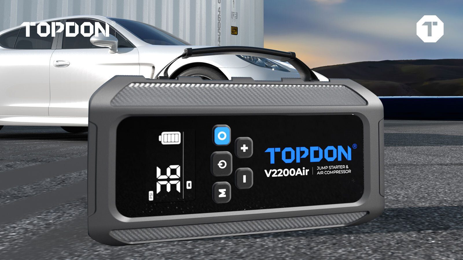 Topdon V2200 Air car jump starter and tyre inflator by Automax Tools India