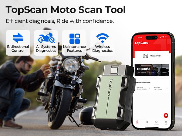 "TopScan Moto BS6 bike scanner for advanced fault detection by Automax Tools India"